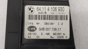 2000 Bmw 323i Climate Control Module Temperature AC/Heater Replacement P/N:5HB 007 738 4 106 930 Fits OEM Used Auto Parts