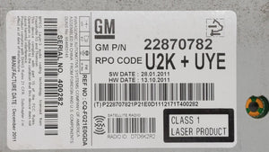 2011-2012 Chevrolet Camaro Radio AM FM Cd Player Receiver Replacement P/N:20983517 22870782 Fits 2010 2011 2012 OEM Used Auto Parts - Oemusedautoparts1.com