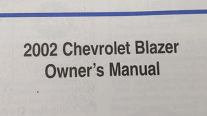 2002 Chevrolet Blazer Owners Manual Book Guide OEM Used Auto Parts - Oemusedautoparts1.com