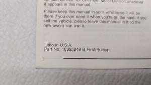 2003 Chevrolet Impala Owners Manual Book Guide OEM Used Auto Parts - Oemusedautoparts1.com