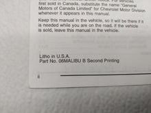 2006 Chevrolet Malibu Owners Manual Book Guide OEM Used Auto Parts - Oemusedautoparts1.com