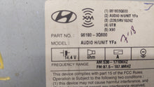 2012-2015 Hyundai Sonata Radio AM FM Cd Player Receiver Replacement P/N:96180-3Q600 96180-3Q700 Fits 2012 2013 2014 2015 OEM Used Auto Parts - Oemusedautoparts1.com