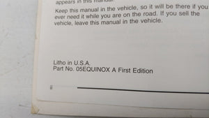 2005 Chevrolet Equinox Owners Manual Book Guide OEM Used Auto Parts - Oemusedautoparts1.com