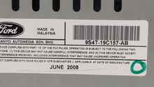 2009 Ford Focus Radio AM FM Cd Player Receiver Replacement P/N:9S4T-19C157-AB 9S4T-19C157-AA Fits OEM Used Auto Parts - Oemusedautoparts1.com