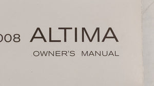 2008 Nissan Altima Owners Manual Book Guide OEM Used Auto Parts - Oemusedautoparts1.com