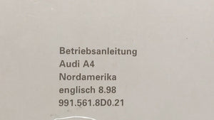 1999 Audi A4 Owners Manual Book Guide OEM Used Auto Parts - Oemusedautoparts1.com