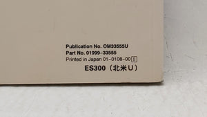 2002 Lexus Es300 Owners Manual Book Guide P/N:01999-33555 OEM Used Auto Parts - Oemusedautoparts1.com