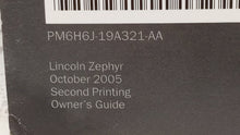 2006 Lincoln Zephyr Owners Manual Book Guide OEM Used Auto Parts - Oemusedautoparts1.com