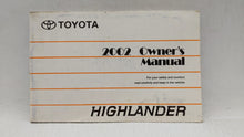 2002 Toyota Highlander Owners Manual Book Guide OEM Used Auto Parts - Oemusedautoparts1.com