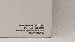 2010 Toyota Camry Owners Manual Book Guide P/N:01999-33793 OEM Used Auto Parts - Oemusedautoparts1.com