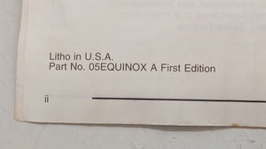 2005 Chevrolet Equinox Owners Manual Book Guide OEM Used Auto Parts