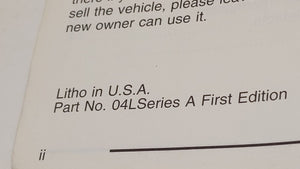 2004 Saturn L300 Owners Manual Book Guide OEM Used Auto Parts - Oemusedautoparts1.com