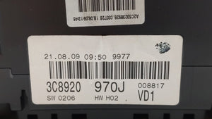 2009-2010 Volkswagen Cc Instrument Cluster Speedometer Gauges P/N:3C8 920 970J 3C8 920 970T Fits 2009 2010 OEM Used Auto Parts - Oemusedautoparts1.com