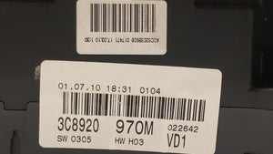 2010-2011 Volkswagen Cc Instrument Cluster Speedometer Gauges P/N:3C8 920 970 M 3C8920970M Fits 2010 2011 OEM Used Auto Parts - Oemusedautoparts1.com