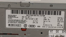 2005 Audi A6 Radio AM FM Cd Player Receiver Replacement P/N:4E0 919 887 C 6378BK057516112 Fits OEM Used Auto Parts - Oemusedautoparts1.com