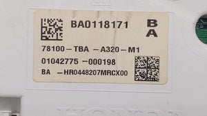 2016-2018 Honda Civic Instrument Cluster Speedometer Gauges P/N:78100-TBA-A310-M1 78100-TBA-A320-M1 Fits 2016 2017 2018 OEM Used Auto Parts - Oemusedautoparts1.com