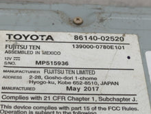 2017-2018 Toyota Corolla Radio AM FM Cd Player Receiver Replacement P/N:86140-02521 86140-02520 Fits 2017 2018 OEM Used Auto Parts