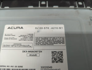 2010-2012 Acura Rdx Radio AM FM Cd Player Receiver Replacement P/N:39100-STK-A210-M1 39100-STK-A311-M1 Fits 2010 2011 2012 OEM Used Auto Parts