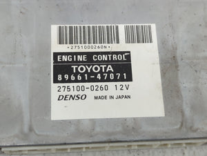 2004 Toyota Prius PCM Engine Computer ECU ECM PCU OEM P/N:89661-47071 Fits OEM Used Auto Parts