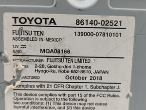 2017-2018 Toyota Corolla Radio AM FM Cd Player Receiver Replacement P/N:86140-02521 86140-02520 Fits 2017 2018 OEM Used Auto Parts