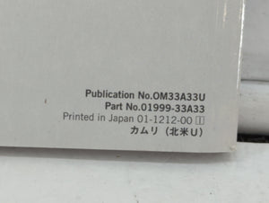 2012 Toyota Camry Owners Manual Book Guide P/N:01999-33A33 OEM Used Auto Parts