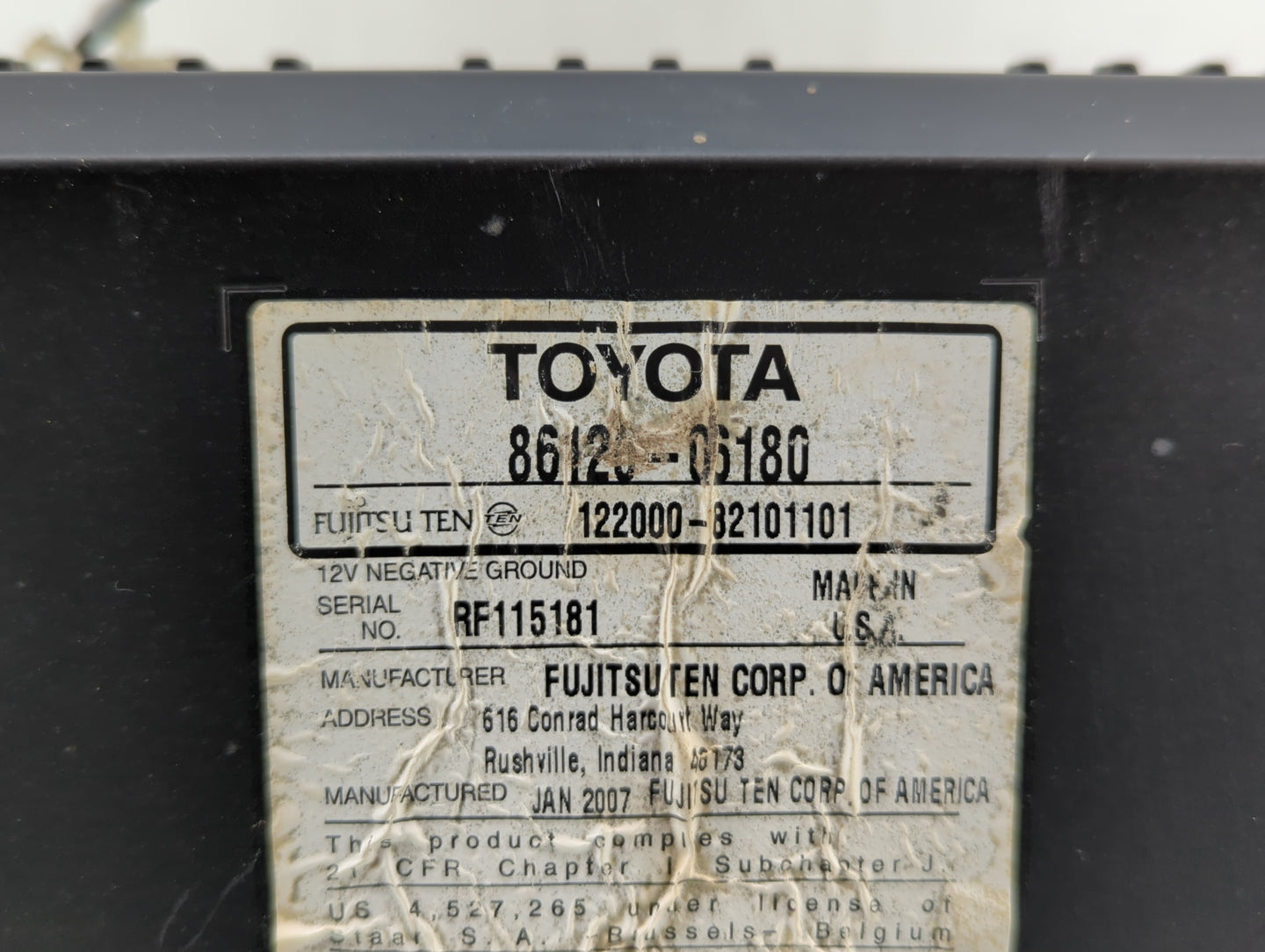 2007-2009 Toyota Camry Radio AM FM Cd Player Receiver Replacement P/N:86120-06180 Fits 2007 2008 2009 OEM Used Auto Parts - Oemusedautoparts1.com