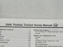 2006 Pontiac Torrent Owners Manual Book Guide OEM Used Auto Parts