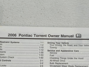 2006 Pontiac Torrent Owners Manual Book Guide OEM Used Auto Parts