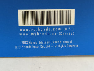 2013 Honda Odyssey Owners Manual Book Guide OEM Used Auto Parts