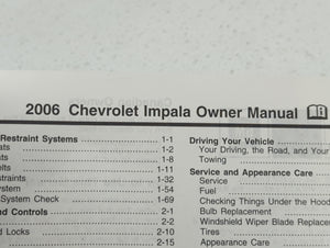 2006 Chevrolet Impala Owners Manual Book Guide OEM Used Auto Parts