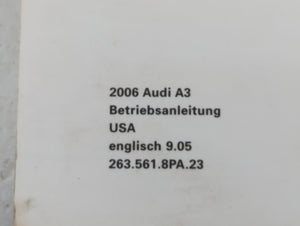 2006 Audi A3 Owners Manual Book Guide OEM Used Auto Parts