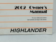 2002 Toyota Highlander Owners Manual Book Guide OEM Used Auto Parts