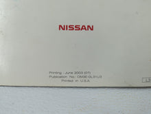 2003 Nissan Altima Owners Manual Book Guide OEM Used Auto Parts