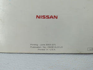 2003 Nissan Altima Owners Manual Book Guide OEM Used Auto Parts