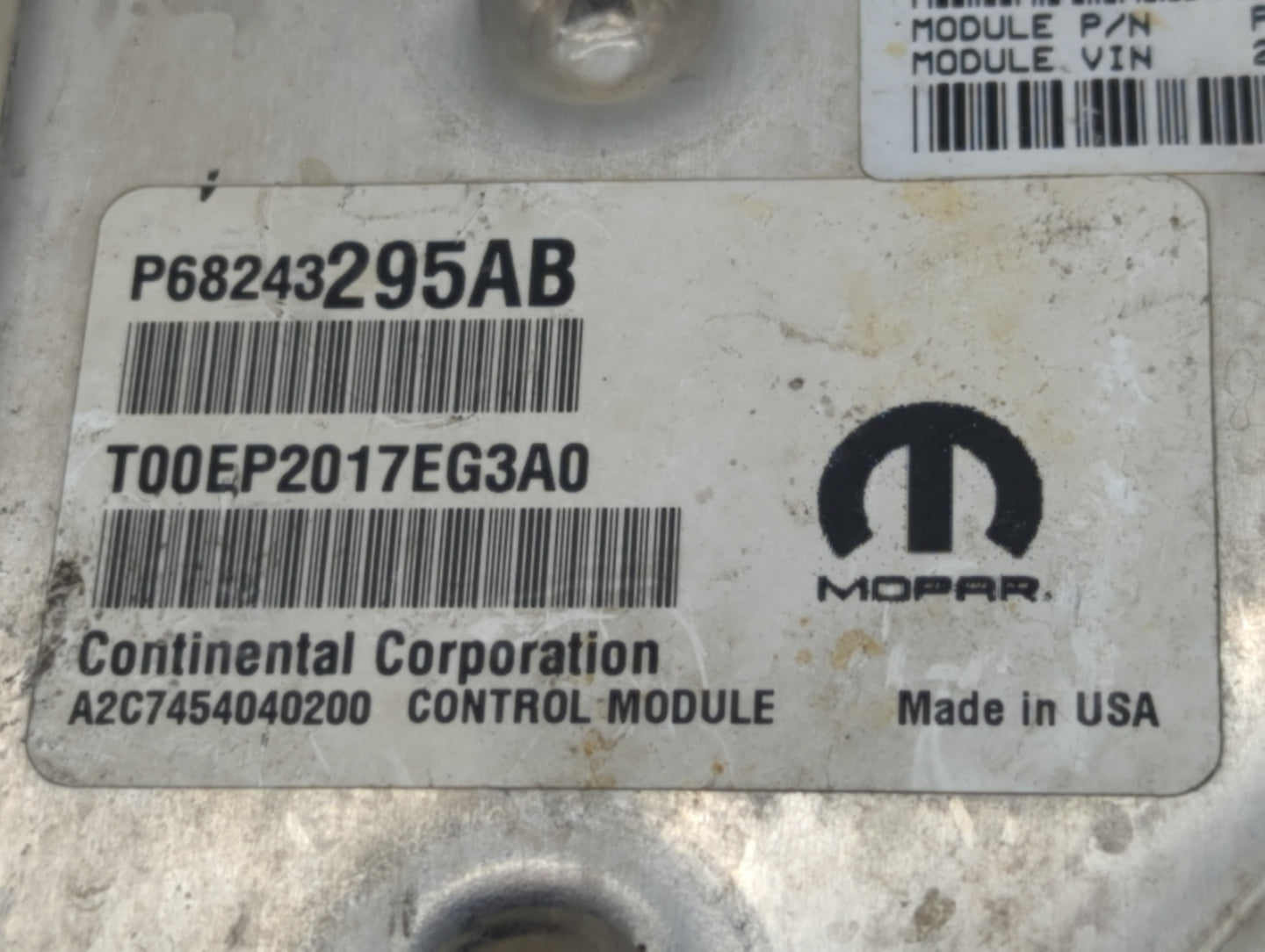 2017 Dodge Caravan PCM Engine Computer ECU ECM PCU OEM P/N:P68243295AB P68375180AB Fits 2016 2018 2019 2020 OEM Used Auto Parts - Oemusedautoparts1.com