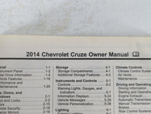 2014 Chevrolet Cruze Owners Manual Book Guide P/N:22895907 OEM Used Auto Parts