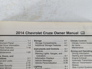 2014 Chevrolet Cruze Owners Manual Book Guide P/N:22895907 OEM Used Auto Parts