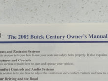 2002 Buick Century Owners Manual Book Guide OEM Used Auto Parts