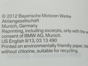 2013 Bmw 535i Owners Manual Book Guide OEM Used Auto Parts