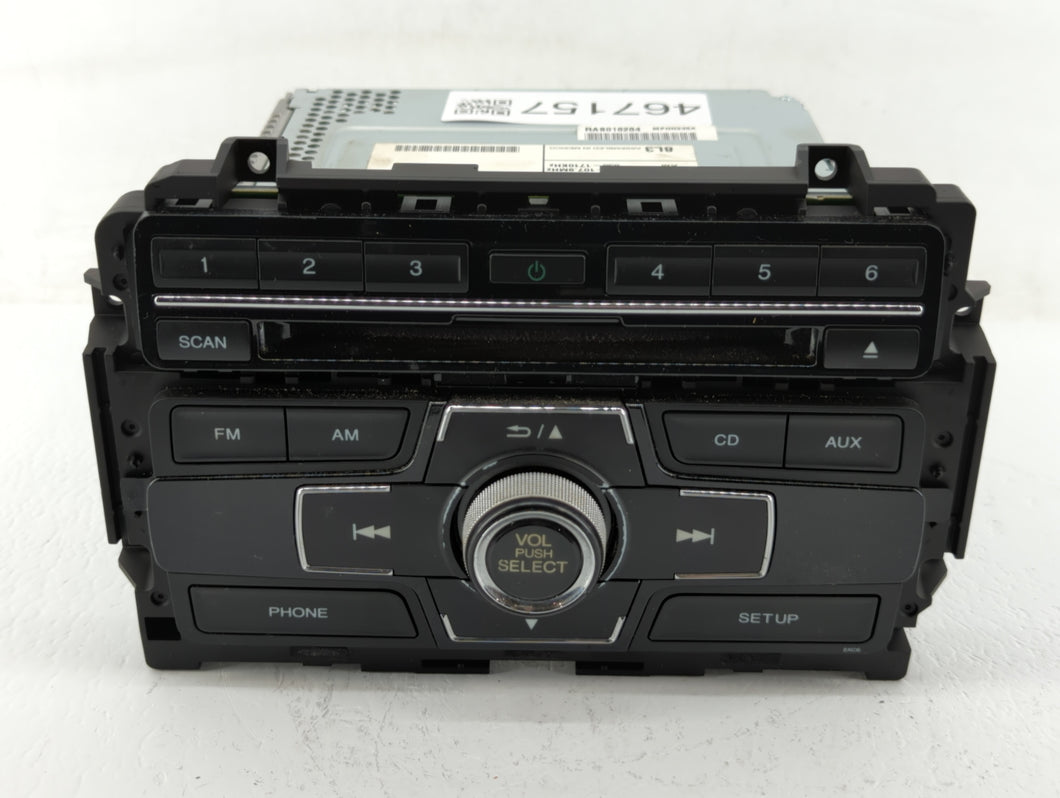 2013-2015 Honda Civic Radio AM FM Cd Player Receiver Replacement P/N:39100-TS8-L314-M1 78260-TS8-A030-M1 Fits 2013 2014 2015 OEM Used Auto Parts