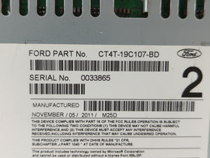 2012 Ford Edge Radio AM FM Cd Player Receiver Replacement P/N:CT4T-14F239-AB CT4T-19C107-BB Fits OEM Used Auto Parts