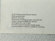 2010 Bmw X5 Owners Manual Book Guide OEM Used Auto Parts