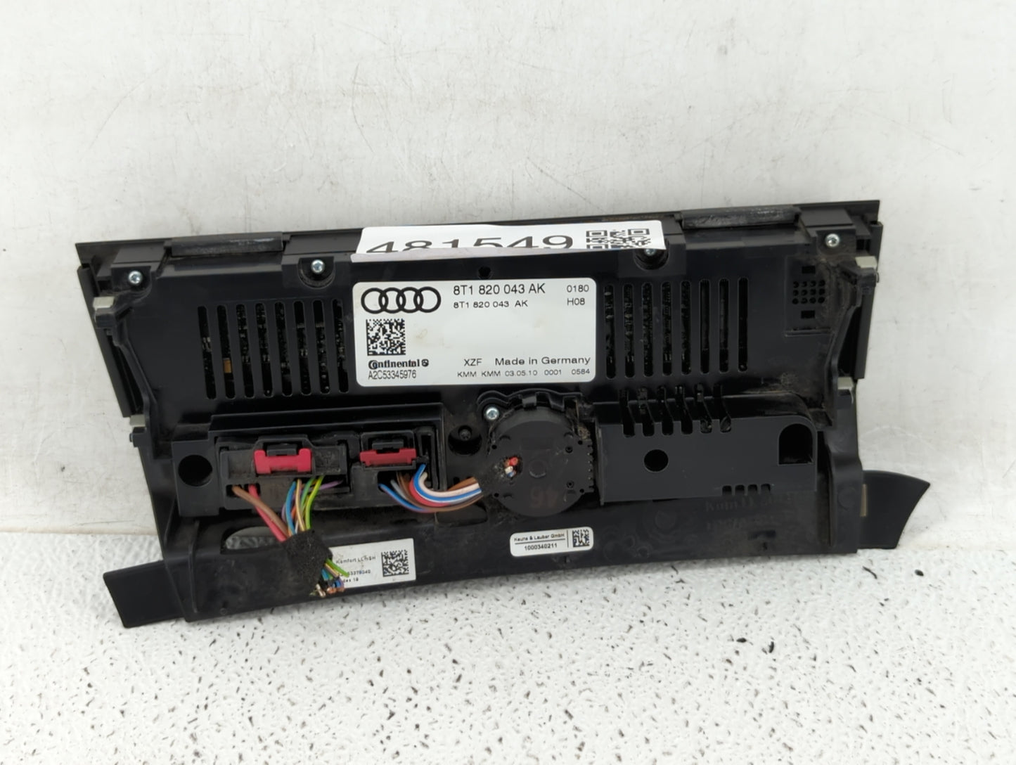 2008-2013 Audi S5 Climate Control Module Temperature AC/Heater Replacement P/N:8T1 820 043 AA 8T1 820 043 AK Fits OEM Used Auto Parts - Oemusedautoparts1.com