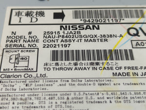 2012-2013 Nissan Murano Radio AM FM Cd Player Receiver Replacement P/N:25915 1JA2B Fits 2011 2012 2013 OEM Used Auto Parts