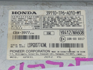 2012 Honda Crosstour Radio AM FM Cd Player Receiver Replacement P/N:39110-TP6-A022-M1 39110-TP6-A010-M1 Fits OEM Used Auto Parts