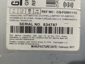 2011-2012 Chevrolet Equinox Radio AM FM Cd Player Receiver Replacement P/N:20983517 Fits 2010 2011 2012 OEM Used Auto Parts