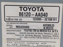 2002-2004 Toyota Camry Radio AM FM Cd Player Receiver Replacement P/N:86120-AA040 Fits 2002 2003 2004 OEM Used Auto Parts