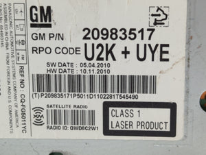 2011-2012 Chevrolet Equinox Radio AM FM Cd Player Receiver Replacement P/N:20983517 Fits 2010 2011 2012 OEM Used Auto Parts