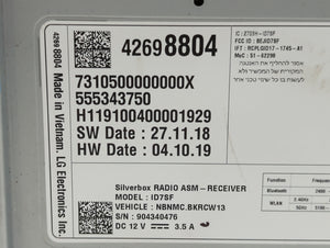 2019 Chevrolet Spark Radio AM FM Cd Player Receiver Replacement P/N:42698804 42670575 Fits OEM Used Auto Parts