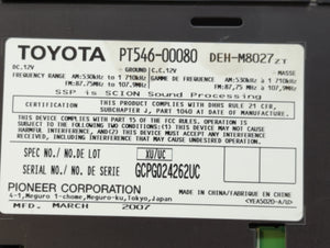 2008-2014 Scion Xd Radio AM FM Cd Player Receiver Replacement P/N:PT546-0080 Fits 2008 2009 2010 2011 2012 2013 2014 OEM Used Auto Parts